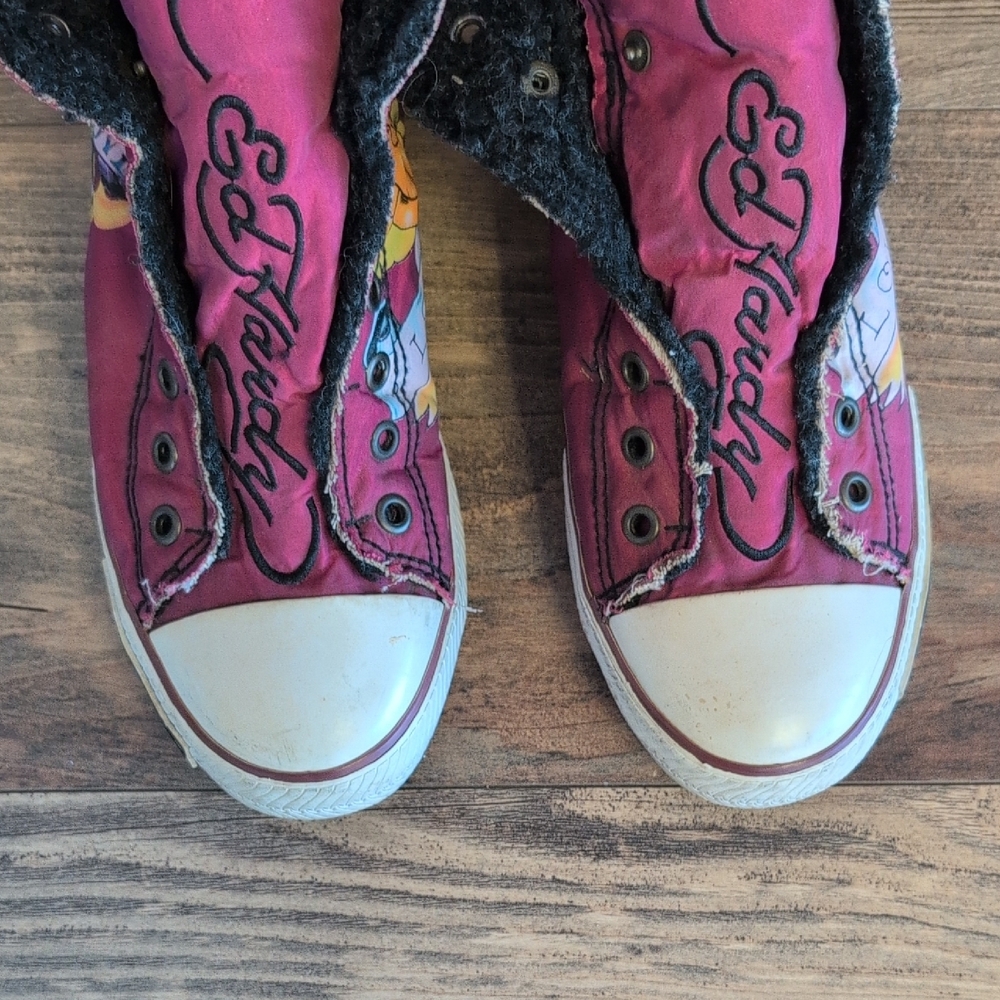 Ed Hardy Tattoo Roses True Love Vintage High-Top Sneaker 8                M530 - Picture 3 of 9